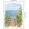imageKate and Laurel Stariway to Beach Cape Cod Framed Canvas Wall Art by Patricia Shaw 18 x 24 Sylvie Beaded White Coastal Beach Landscapes Nature Art for Wall Decor Living Room Bedroom