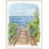 imageKate and Laurel Stariway to Beach Cape Cod Framed Canvas Wall Art by Patricia Shaw 18 x 24 Sylvie Beaded White Coastal Beach Landscapes Nature Art for Wall Decor Living Room Bedroom
