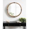 imageKate and Laurel Stockport Framed Round Mirror 28 Inch Diameter Rustic Brown Round Rustic Mirror with Antique Black Frame OrnamentsNatural