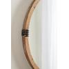 imageKate and Laurel Stockport Framed Round Mirror 28 Inch Diameter Rustic Brown Round Rustic Mirror with Antique Black Frame OrnamentsNatural
