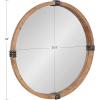 imageKate and Laurel Stockport Framed Round Mirror 28 Inch Diameter Rustic Brown Round Rustic Mirror with Antique Black Frame OrnamentsNatural