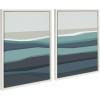imageKate and Laurel Sylvie Abstract Teal Beach Horizon Framed Canvas Wall Art Set by The Creative Bunch Studio 2 Piece Set 18x24 White Modern Landscape Wall Dcor Art Set