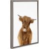 imageKate and Laurel Sylvie Animal Studio Highland Framed Canvas Wall Art by Amy Peterson Art Studio 18x24 Natural Whimsical Fun Animal Farmhouse Art for WallGrey