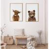 imageKate and Laurel Sylvie Animal Studio Highland Framed Canvas Wall Art by Amy Peterson Art Studio 18x24 Natural Whimsical Fun Animal Farmhouse Art for WallNatural