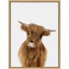 imageKate and Laurel Sylvie Animal Studio Highland Framed Canvas Wall Art by Amy Peterson Art Studio 18x24 Natural Whimsical Fun Animal Farmhouse Art for WallNatural