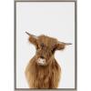 imageKate and Laurel Sylvie Animal Studio Highland Framed Canvas Wall Art by Amy Peterson Art Studio 18x24 Natural Whimsical Fun Animal Farmhouse Art for WallGray