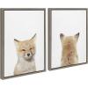 imageKate and Laurel Sylvie Baby Fox Front and Back Framed Canvas Wall Art Set by Amy Peterson Art Studio 2 Piece Set 18x24 Gray Decorative Adorable Animal Art Set Wall Dcor