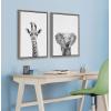 imageKate and Laurel Sylvie Baby Giraffe and Elephant Framed Canvas Wall Art Set by Simon Te of Tai Prints 2 piece 18x24 Natural Modern Nature Animals Art for Wall Home DecorGrey