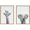 imageKate and Laurel Sylvie Baby Giraffe and Elephant Framed Canvas Wall Art Set by Simon Te of Tai Prints 2 piece 18x24 Natural Modern Nature Animals Art for Wall Home DecorNatural
