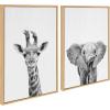 imageKate and Laurel Sylvie Baby Giraffe and Elephant Framed Canvas Wall Art Set by Simon Te of Tai Prints 2 piece 18x24 Natural Modern Nature Animals Art for Wall Home DecorNatural