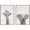 imageKate and Laurel Sylvie Baby Giraffe and Elephant Framed Canvas Wall Art Set by Simon Te of Tai Prints 2 piece 18x24 Natural Modern Nature Animals Art for Wall Home DecorNatural