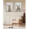 imageKate and Laurel Sylvie Beaded Bunny Portrait on Linen and Bunny Tail on Linen Vintage Framed Canvas Wall Art Set by Amy Peterson 2 Piece Set 18x24 White Cute Animal Art Set for WallGold
