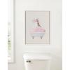 imageKate and Laurel Sylvie Beaded Giraffe Taking a Bath Vintage Framed Canvas Wall Art by July Art Prints 18x24 White Zoo Animal Bath Wall Decor