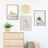 imageKate and Laurel Sylvie Beaded Giraffe Taking a Bath Vintage Framed Canvas Wall Art by July Art Prints 18x24 White Zoo Animal Bath Wall Decor