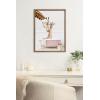 imageKate and Laurel Sylvie Beaded Mother and Baby Giraffe in Cottage Rose Bath Vintage Framed Canvas Wall Art by Amy Peterson 18x24 Gold Modern Cute Animal Bathtub Art for Wall