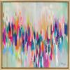 imageKate and Laurel Sylvie Brushstroke 154 Framed Canvas Wall Art by EttaVee 22x22 White Modern Abstract Colorful Fun Art for WallBright Gold