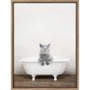 imageKate and Laurel Sylvie Cat in Rustic Bath Framed Canvas Wall Art by Amy Peterson Art Studio 18x24 Gray Modern Fun Decorative Bathtub Wall Art for Home DcorGold