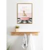 imageKate and Laurel Sylvie Cheetah Get Naked in Retro Pink Bath Framed Canvas Wall Art by Amy Peterson Art Studio 18x24 Bright Gold Cute Animal Bathtub Art for Wall