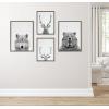imageKate and Laurel Sylvie Deer Wolf Bear European and Cervus Elaphus The Red Deer Black and White Framed Canvas Wall Art Set by Simon Te of Tai Prints 4 Piece Set Gray Animal Portrait Art