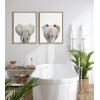 imageKate and Laurel Sylvie Elephant Front and Back Framed Canvas Wall Art Set by Amy Peterson Art Studio 2 Piece 18x24 Natural Decorative Zoo Animal Art for Wall