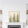 imageKate and Laurel Sylvie Evergreen Trees Abstract Framed Canvas Wall Art by The Creative Bunch Studio 30 x 30 Natural Rustic Farmhouse Landscapes Nature Art for Wall Decor Living Room BedroomBright Gold