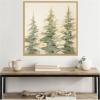 imageKate and Laurel Sylvie Evergreen Trees Abstract Framed Canvas Wall Art by The Creative Bunch Studio 30 x 30 Natural Rustic Farmhouse Landscapes Nature Art for Wall Decor Living Room BedroomBright Gold