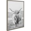 imageKate and Laurel Sylvie Herd of Highland Cows BW Left and Right and Highland Cow Mountain Landscape Framed Canvas Wall Art Set by The Creative Bunch Studio 3 Piece Set Gray Farm Animal Art