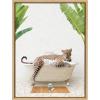 imageKate and Laurel Sylvie Leopard in Bali Bath Framed Canvas Wall Art by Amy Peterson Art Studio 18x24 Natural Cute Animal Bathtub Art for Wall