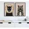 imageKate and Laurel Sylvie Lion Profile Neutral Linen and Tiger Profile Neutral Linen Framed Canvas Wall Art Set by Hannah Beisang 2 Piece 18x24 Dark Gray Modern Jungle Animal Portrait ArtGray