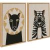 imageKate and Laurel Sylvie Lion Profile Neutral Linen and Tiger Profile Neutral Linen Framed Canvas Wall Art Set by Hannah Beisang 2 Piece 18x24 Dark Gray Modern Jungle Animal Portrait ArtNatural