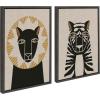 imageKate and Laurel Sylvie Lion Profile Neutral Linen and Tiger Profile Neutral Linen Framed Canvas Wall Art Set by Hannah Beisang 2 Piece 18x24 Dark Gray Modern Jungle Animal Portrait ArtGray