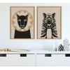 imageKate and Laurel Sylvie Lion Profile Neutral Linen and Tiger Profile Neutral Linen Framed Canvas Wall Art Set by Hannah Beisang 2 Piece 18x24 Dark Gray Modern Jungle Animal Portrait ArtNatural