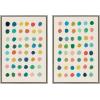 imageKate and Laurel Sylvie Meditation 1 and 2 Framed Canvas Wall Art Set by Kelly Knaga 2 Piece Set 28x38 Natural Modern Abstract Colorful Polka Dot Art Set for WallGrey