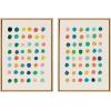 imageKate and Laurel Sylvie Meditation 1 and 2 Framed Canvas Wall Art Set by Kelly Knaga 2 Piece Set 28x38 Natural Modern Abstract Colorful Polka Dot Art Set for WallNatural