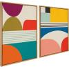 imageKate and Laurel Sylvie Mid Century Modern Patterns Framed Canvas Wall Art Set by Rachel Lee of My Dream Wall 2 Piece Set 28x38 Natural Colorful Abstract Art Print for Home Wall Dcor