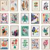 imageKate and Laurel Sylvie Mid Century Modern Patterns Framed Canvas Wall Art Set by Rachel Lee of My Dream Wall 2 Piece Set 28x38 Natural Colorful Abstract Art Print for Home Wall Dcor