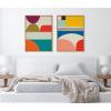 imageKate and Laurel Sylvie Mid Century Modern Patterns Framed Canvas Wall Art Set by Rachel Lee of My Dream Wall 2 Piece Set 28x38 Natural Colorful Abstract Art Print for Home Wall Dcor