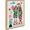 imageKate and Laurel Sylvie Mid Century Modern Surf Koala Framed Canvas Wall Art by Rachel Lee of My Dream Wall 18x24 Natural Cute Tropical Art for Wall