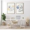 imageKate and Laurel Sylvie No Evil Allowed Framed Canvas Wall Art by Shatha Al Dafai 23x33 Natural Decorative Abstract Line Drawing Art for Wall