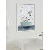 imageKate and Laurel Sylvie Penguins In Under the Sea Bath Framed Canvas Wall Art by Amy Peterson Art Studio 18x24 White Coastal Bathroom Art Wall DcorWhite