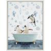 imageKate and Laurel Sylvie Penguins In Under the Sea Bath Framed Canvas Wall Art by Amy Peterson Art Studio 18x24 White Coastal Bathroom Art Wall DcorWhite
