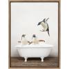imageKate and Laurel Sylvie Penguins Playing in Rustic Bath Framed Canvas Wall Art by Amy Peterson Art Studio 18x24 Gray Modern Fun Decorative Bathtub Wall Art for Home DcorGold