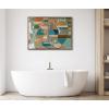 imageKate and Laurel Sylvie Stardust Chords Framed Canvas Wall Art by Leah Nadeau 28x38 Natural Decorative Abstract Mosaic Inspired Art PrintGold