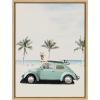 imageKate and Laurel Sylvie Summer Adventures Framed Canvas Wall Art by July Art Prints 18x24 Natural Zoo Animal Beach Car Wall DecorNatural