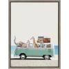imageKate and Laurel Sylvie Summer Animal Adventures Framed Canvas Wall Art by July Art Prints 18x24 Natural Zoo Animal Beach Van Wall DecorGray