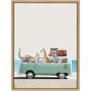 imageKate and Laurel Sylvie Summer Animal Adventures Framed Canvas Wall Art by July Art Prints 18x24 Natural Zoo Animal Beach Van Wall DecorNatural