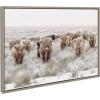 imageKate and Laurel Sylvie Texas Longhorn Highland Cow Portrait Close Crop and Herd of Highland Cows Framed Canvas Wall Art Set by The Creative Bunch Studio 3 Piece Set Gray Farm Animal Art for Wall
