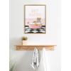 imageKate and Laurel Sylvie Tiger Get Naked Retro Pink Bath Framed Canvas Wall Art by Amy Peterson Art Studio 18x24 Bright Gold Cute Animal Bathtub Art for Wall