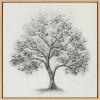 imageKate and Laurel Sylvie Traditional Tree Linen Textured Framed Canvas Wall Art by The Creative Bunch Studio 30x30 Natural Grayscale Tree Illustration Art for Wall