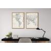 imageKate and Laurel Sylvie Vintage Black and White World Map Framed Linen Canvas Wall Art Set by The Creative Bunch Studio 2 Piece 18x24 Black Retro Map Art for WallNatural